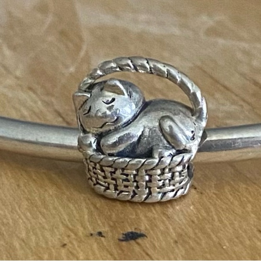 Pandora Cat in Basket Charm